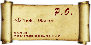 Páhoki Oberon névjegykártya